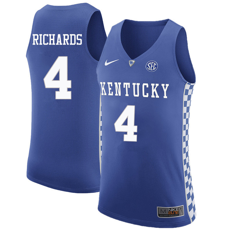 Men Kentucky Wildcats #4 Nick Richards College Basketball Jerseys Sale-Blue - Click Image to Close